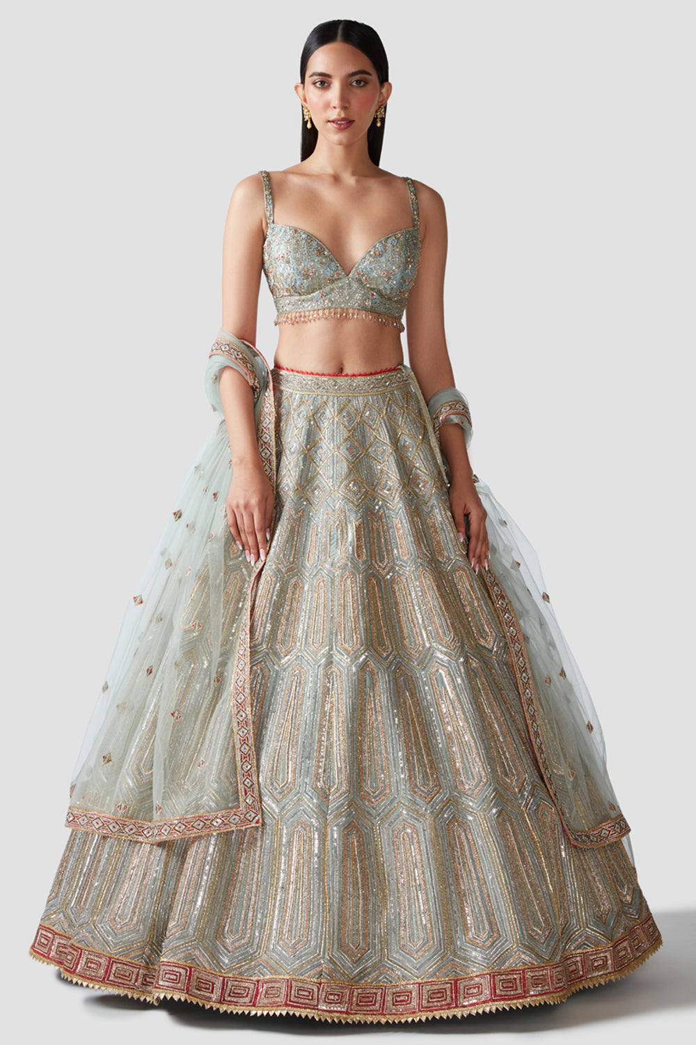 Gold Net Embroidered Lehenga Set Design by Angad Singh at Pernia's Pop Up  Shop 2024